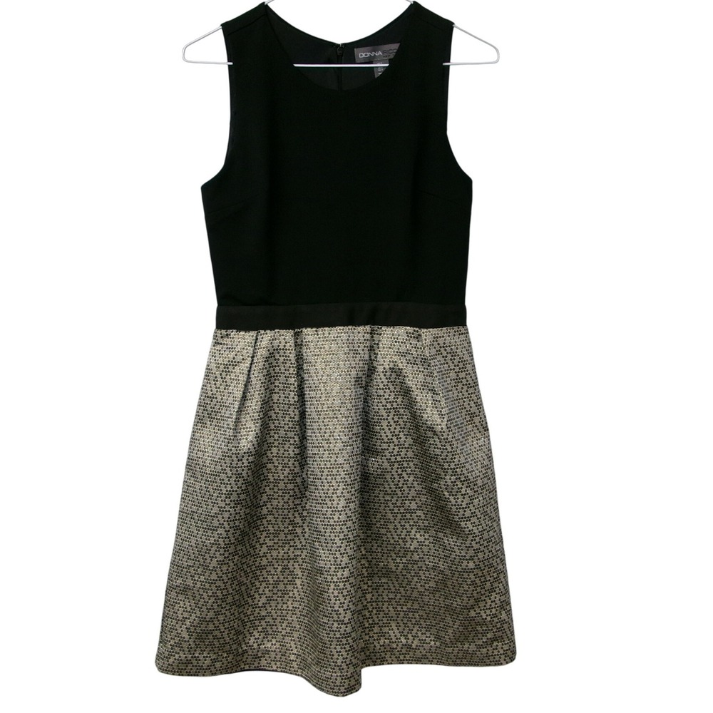 Donna Ricco New York Black Textured Skirt Fit Flare Party Dress Small